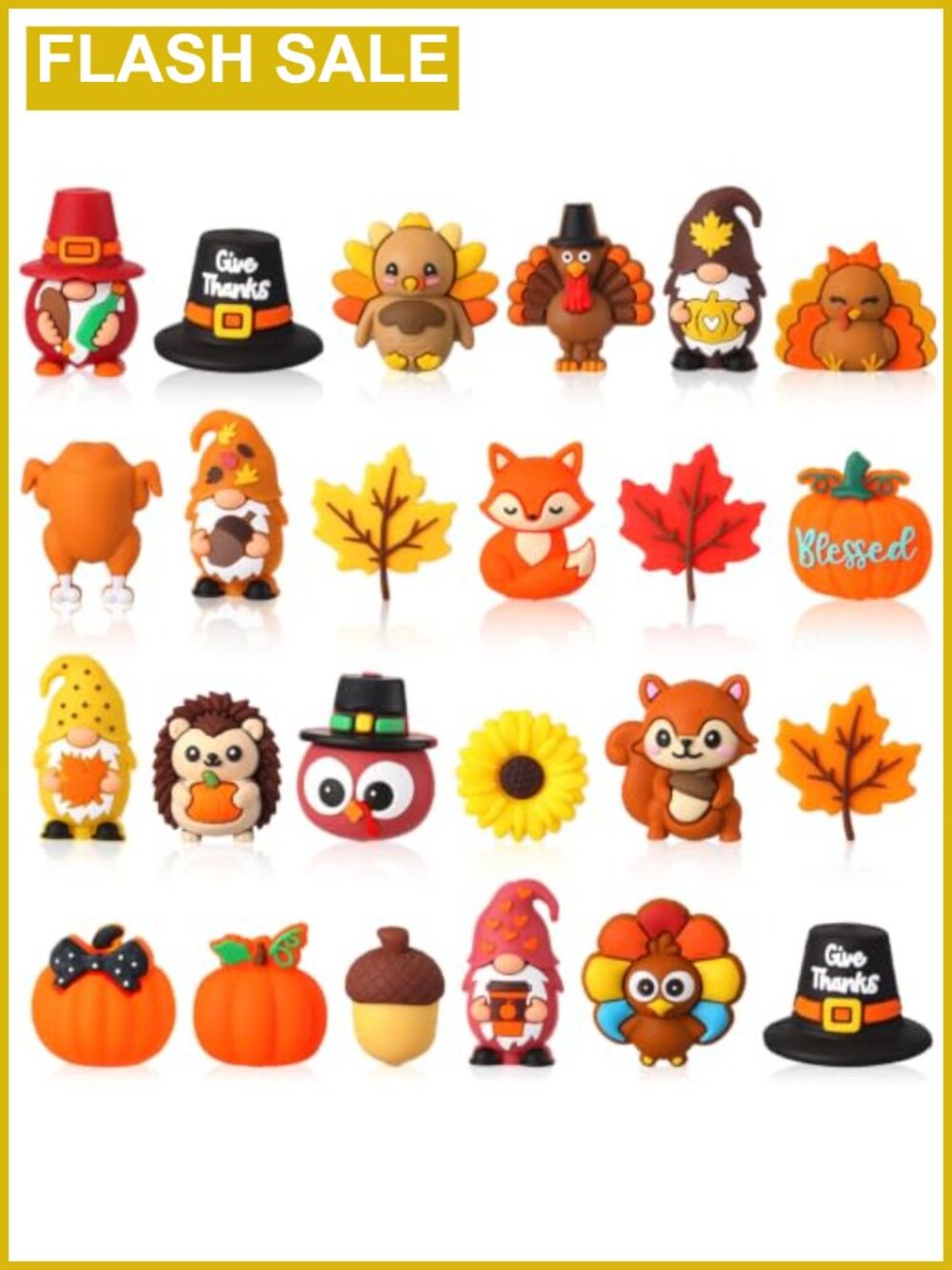 24 Pc Thanksgiving 3D Silicone Focal Beads DIY Pen Charms Jewelry Crafting